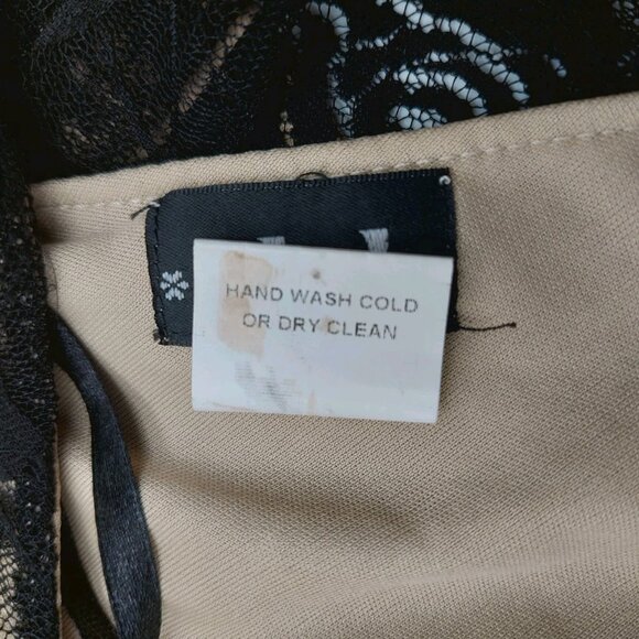 Deb Dress Black Lace Tan Lined Junior Size Small Debs Y2K - Picture 9 of 10